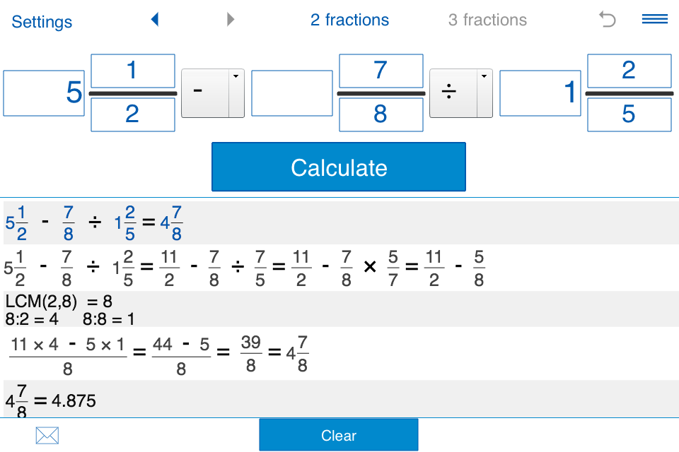    Fraction calculator- screenshot  