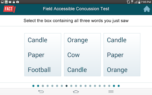 FACT Concussion Test Screenshots 1