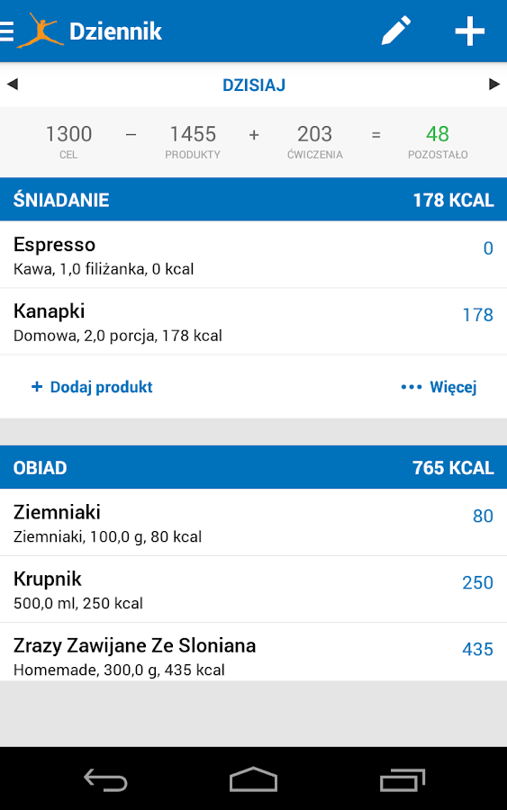   MyFitnessPal – zrzut ekranu 