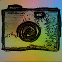 Camera paper drawing effect logo