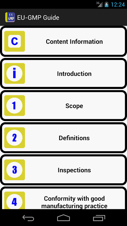 Android application EU-GMP Guide screenshort