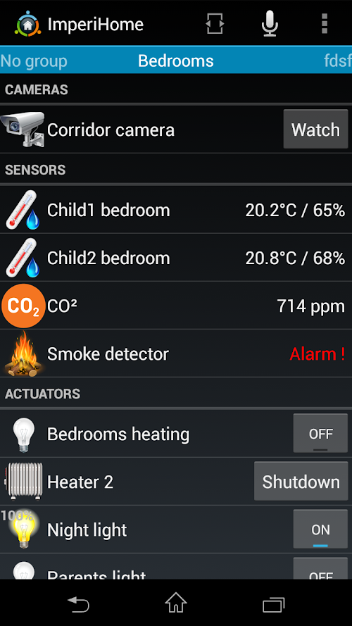 Android application ImperiHome Pro screenshort