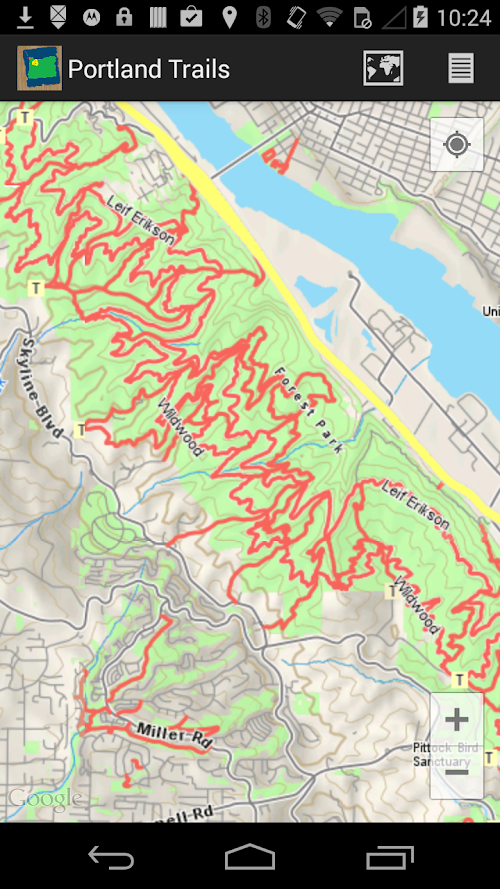 Android application Portland Trails screenshort