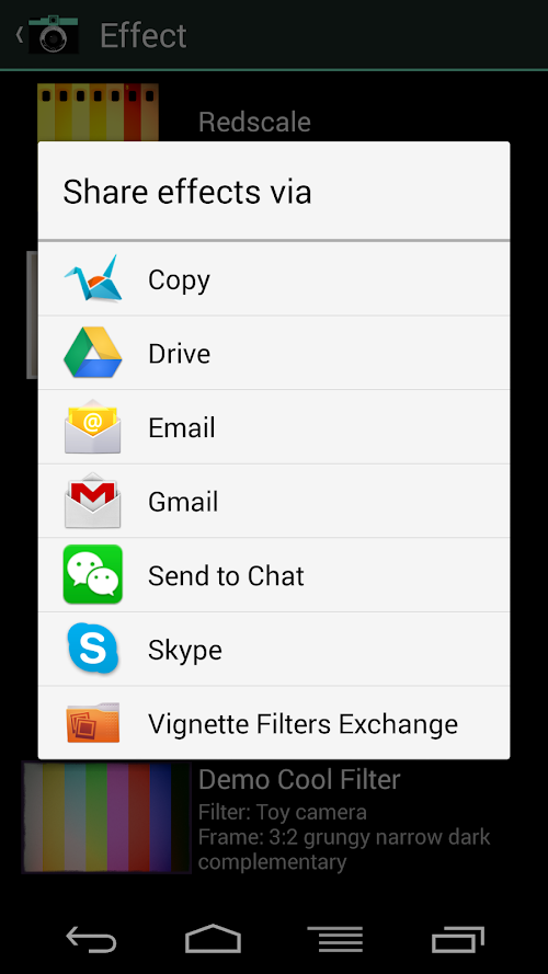 Android application Vignette Filters Exchange screenshort