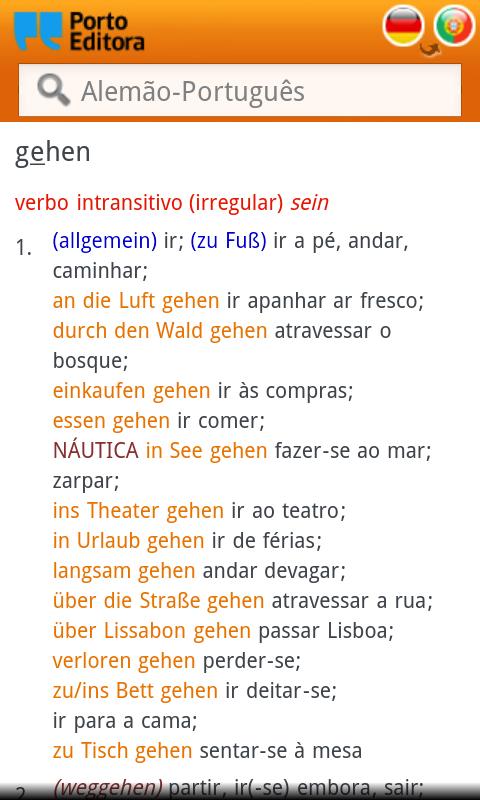 Dicionário Alemão-Português Screen 3