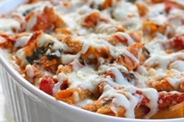 Healthy Three Cheese Chicken Pasta Bake
