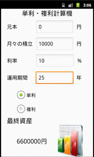 シンプル単利・複利計算機