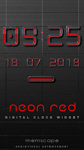 NEON RED Digital Clock Widget