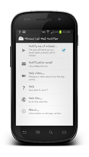 Missed Call Mail Notifier