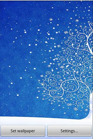 Animated wallpaper snowy tree