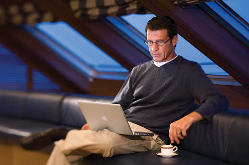 Silversea_Observation_Lounge_computer - Nothing wrong with sending loved ones an email, or keeping abreast of the news, during your Silversea sailing.