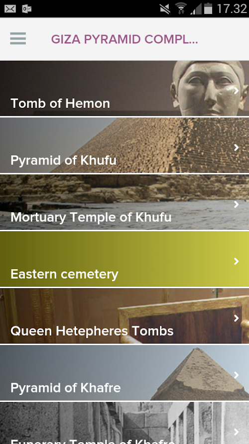 Android application Giza Pyramid Complex screenshort
