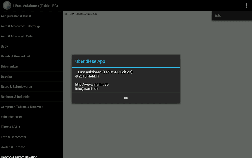 1 Euro Auktionen (Tablet-PC) Screen 2