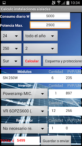 Solemesl. Calculo inst. PV.