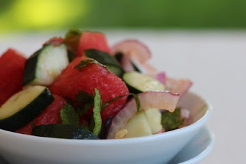 Watermelon and Cucumber Mint Salad