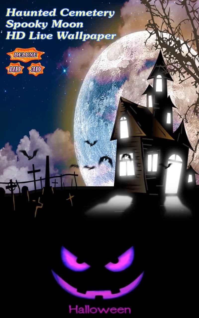 Haunted Cemetery Spooky Moon Screen 1