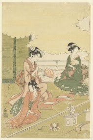 Vrouwen in een openlucht kamer