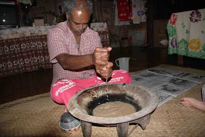 Kava ceremony at Bulou's Guest House in Navala Village, Fiji.