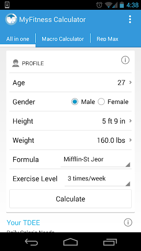 MyFitness Calculator BMI IIFYM