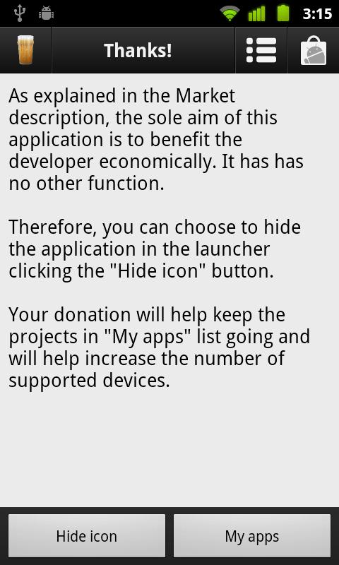 Android application RL A Pint Donation screenshort