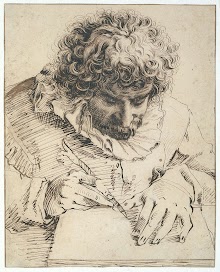 Portret van Gillis van Breen, tekenend of hout snijdend