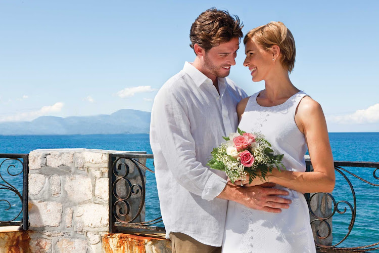 Engaged couples can book a romantic Caribbean cruise on Liberty of the Seas and plan a wedding at sea or at a scenic beach location like Labadee, Haiti.