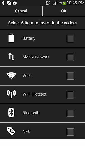 Settings Widget Toggle