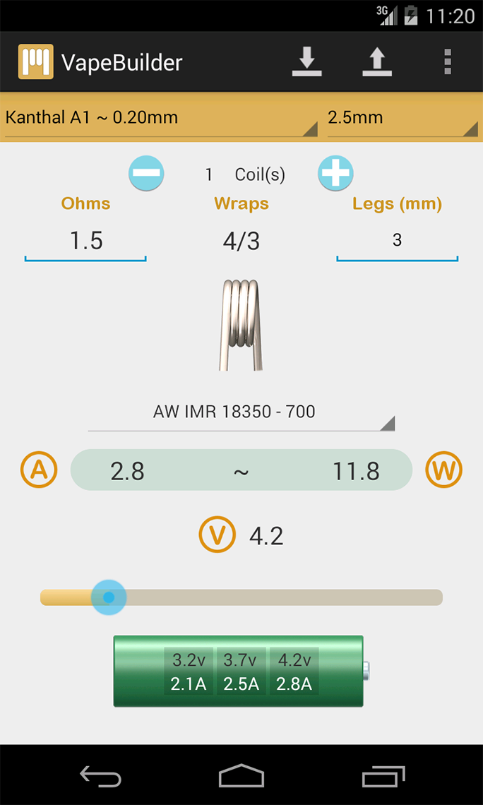 Android application Vape Builder screenshort