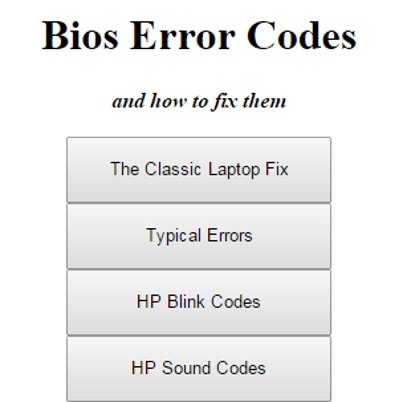 Computer Bios Error Codes