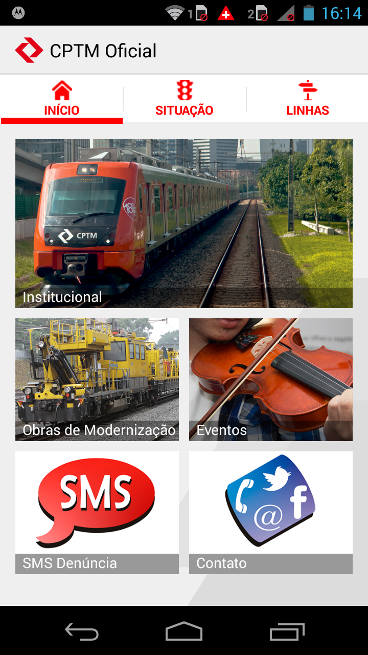 Android application CPTM Oficial screenshort
