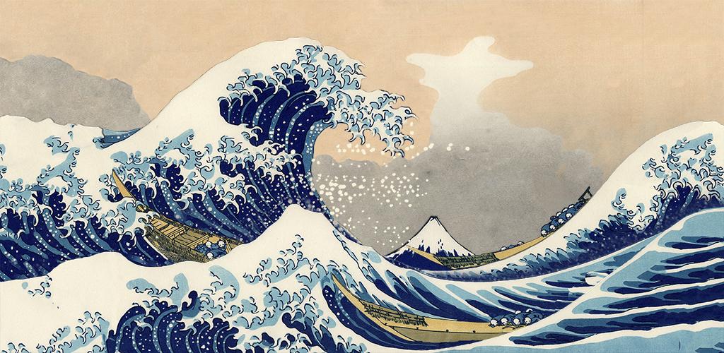 Картина с волнами японского