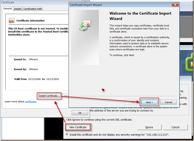 Annoying Security Warnings – Importing certificates in Vista