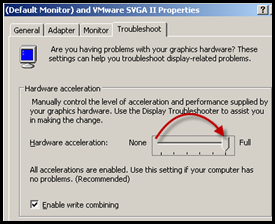 Setting Full Hardware Acceleration with VBS in a POST P2V script.