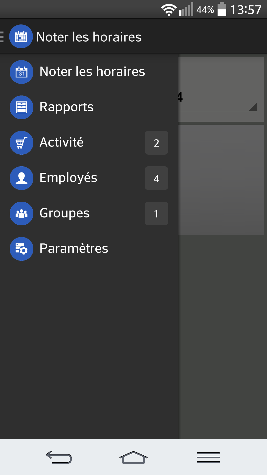 Android application Working Hours screenshort