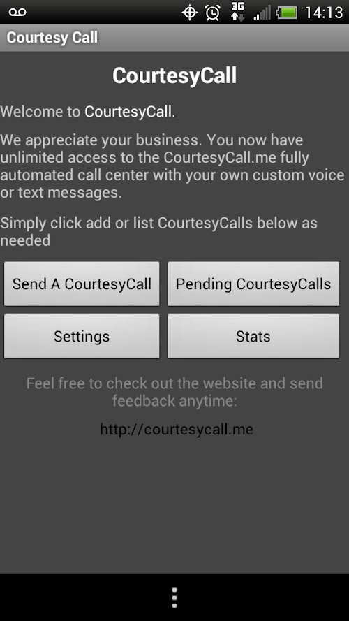 Android application Courtesy Call screenshort
