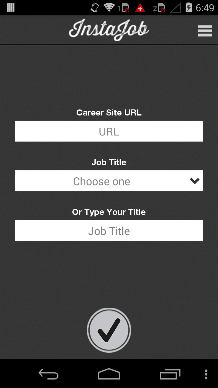 InstaJob Screen 1