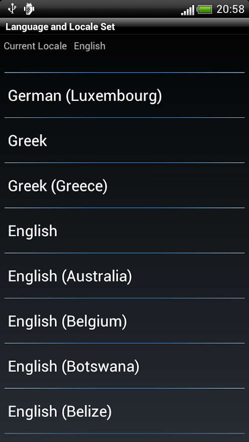 Android application Language and Locale Set screenshort