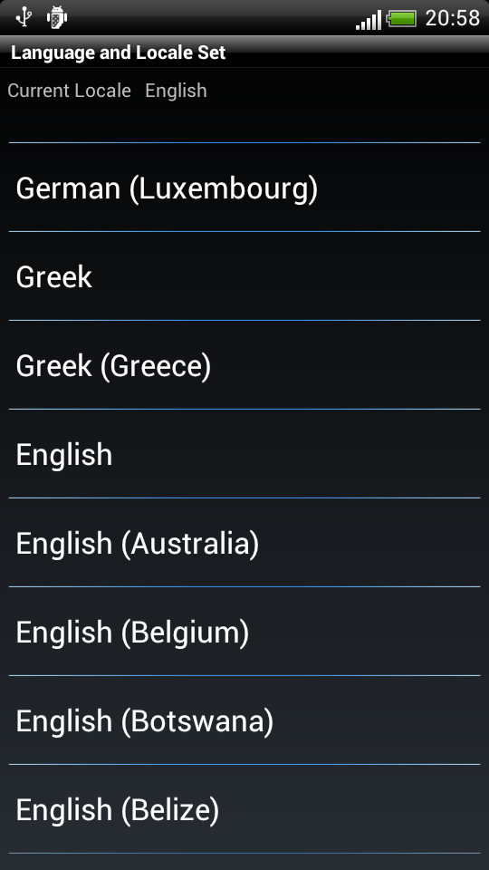 Language and Locale Set Screen 1