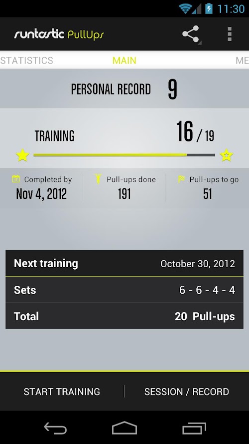 Android application Runtastic Pull-ups Workout PRO screenshot