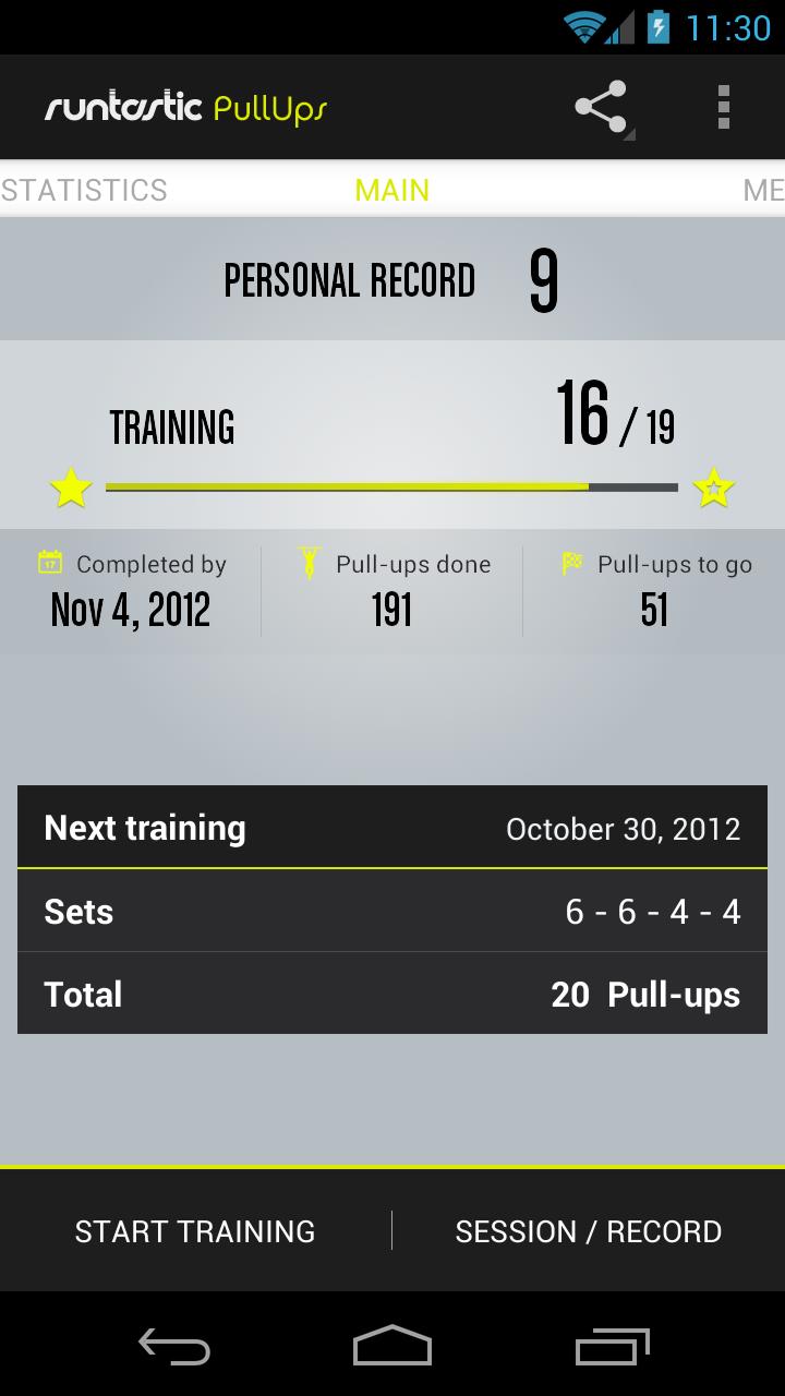 Runtastic Pull-ups Workout PRO Screen 1