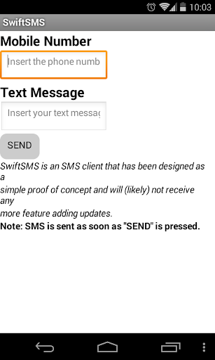 SwiftSMS - Proof of Concept