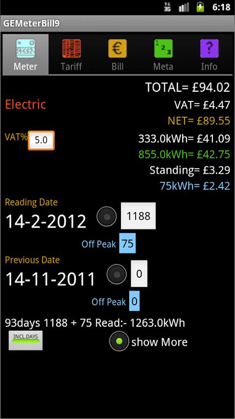 Android application Gas/Electric Bill Checker screenshort