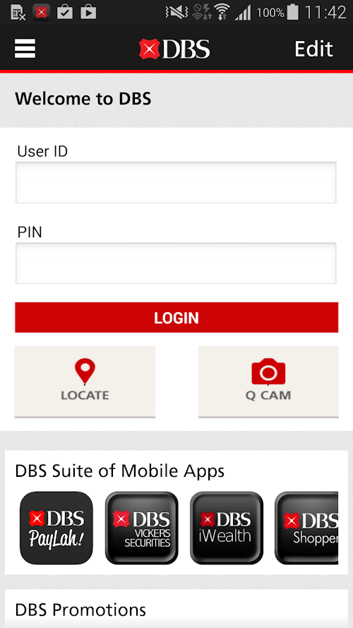 Android application DBS mBanking screenshort