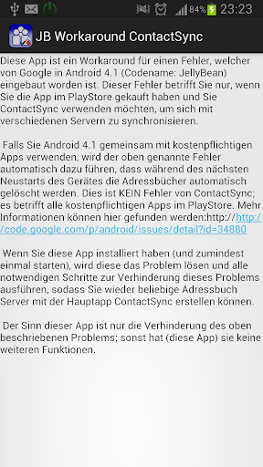 JB Workaround für ContactSync