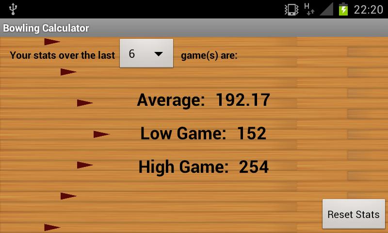 Bowling Calculator Screen 2
