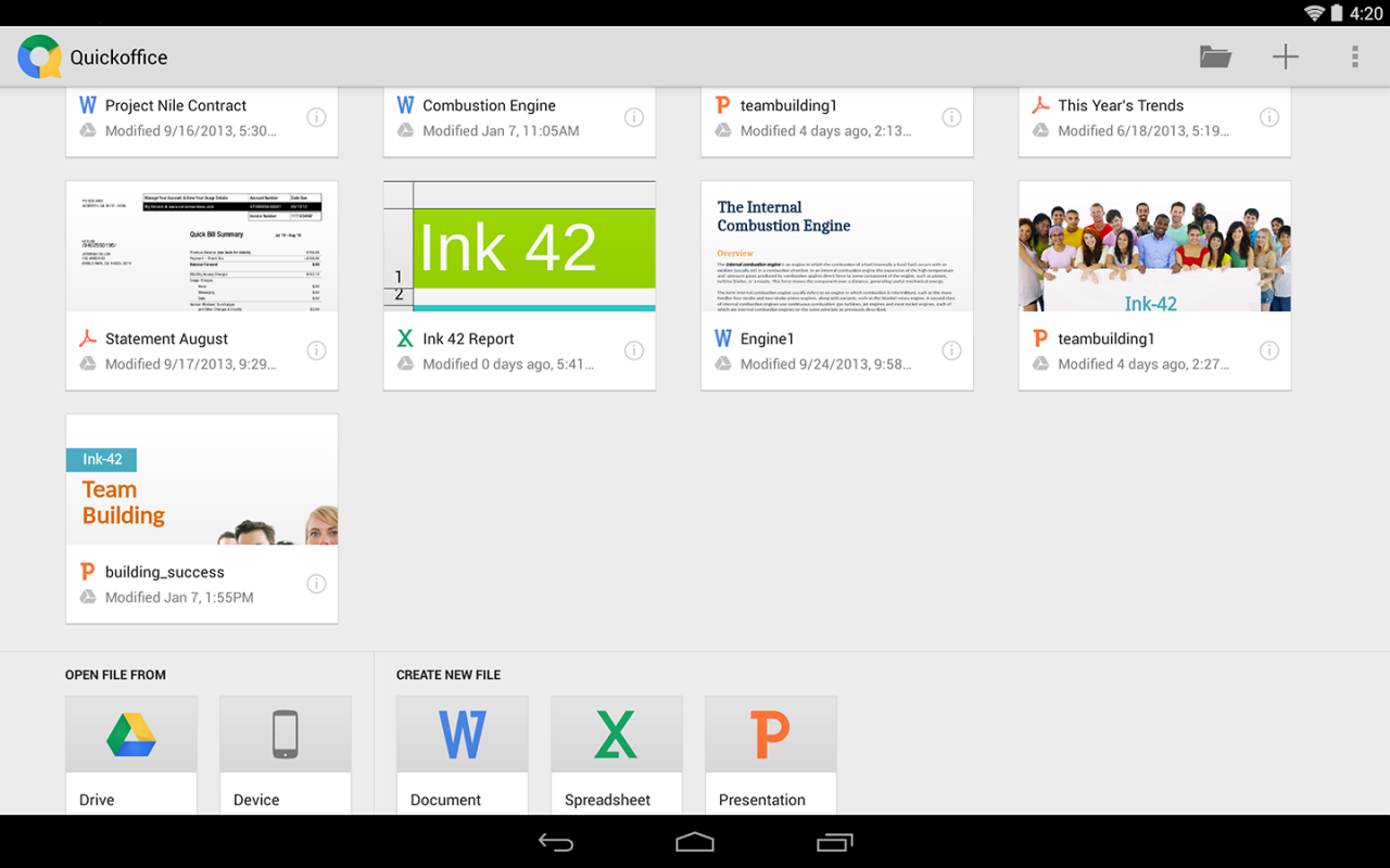 Quickoffice - screenshot