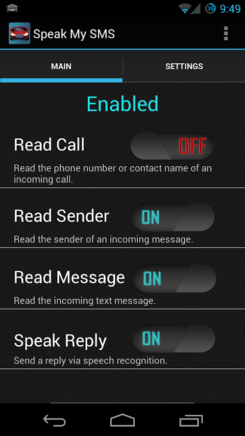 Android application Speak My SMS screenshort