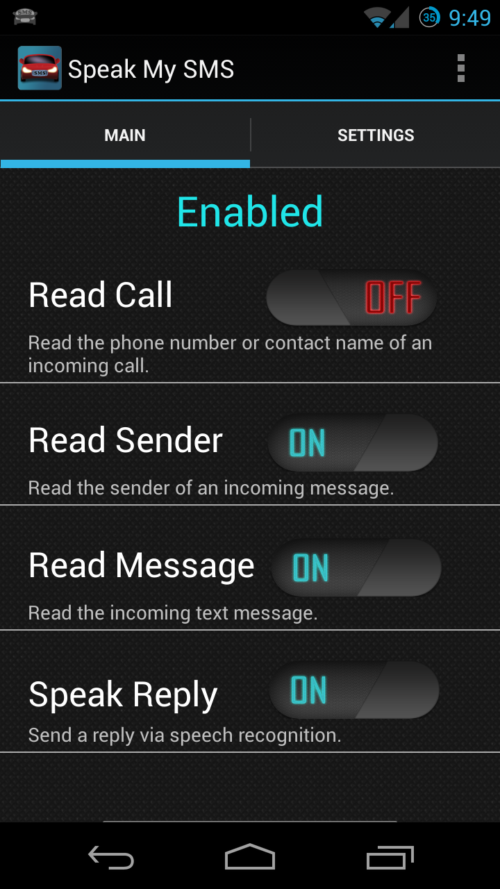 Speak My SMS Screen 1