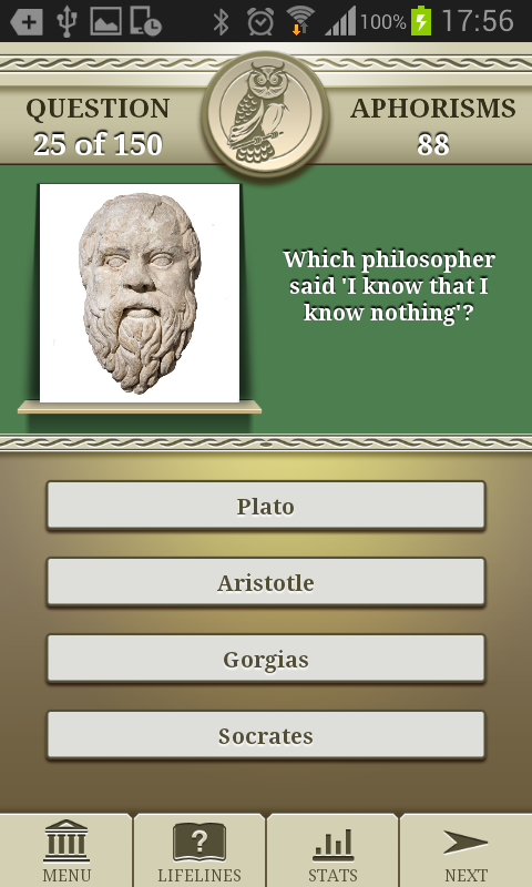 Genius Philosophy Quiz Screen 2
