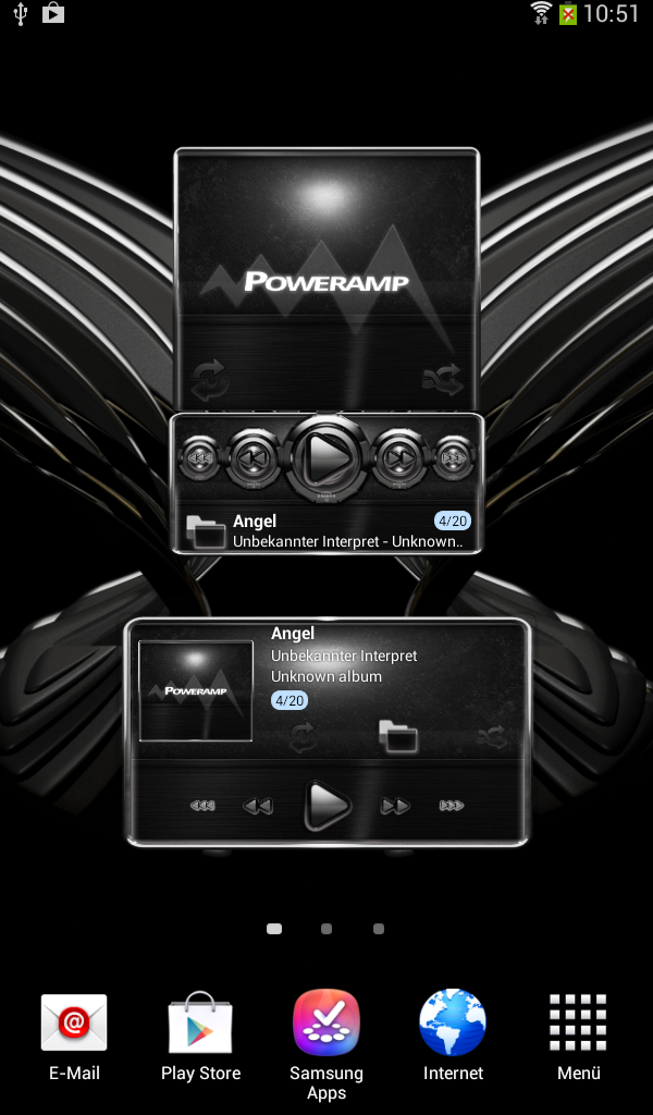 Poweramp  widget - Silver Glow Screen 3